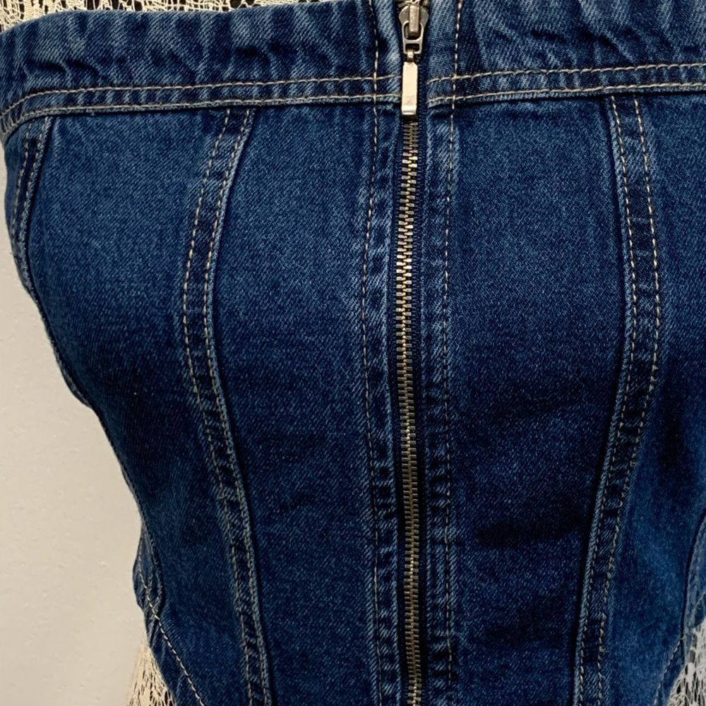 Vintage Lone Star  Blue Indigo Wash Denim Corset/Tube Top - Picture 8 of 11